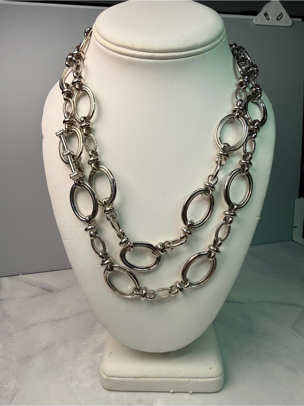 Premier Designs Oval Link Chain Necklace in Silver Tone